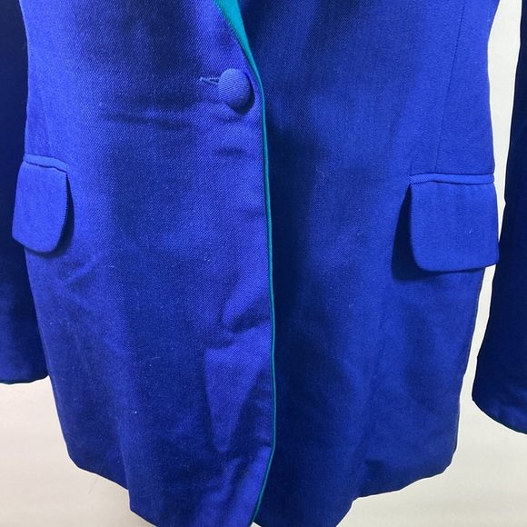 Hugo Buscati Milano Vintage Blazer Blue & Green Wool Gaberdine Made in U.S.A. - Picture 3 of 9